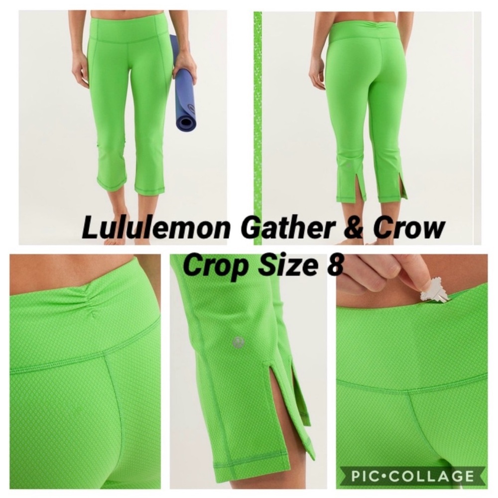 Lululemon Gather & Crow Crop Bright Green Leggings